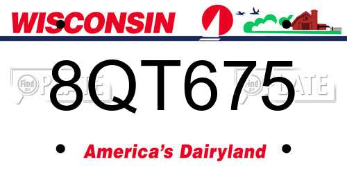 8QT675 Wisconsin License Plate