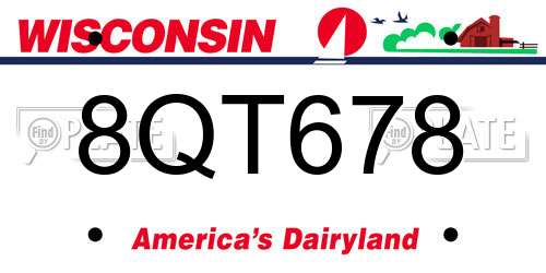 8QT678 Wisconsin License Plate