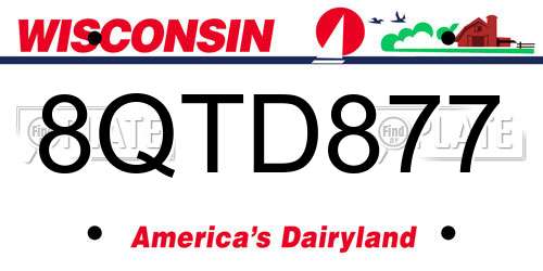 8QTD877 Wisconsin License Plate
