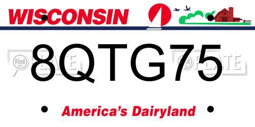 8QTG75 Wisconsin License Plate