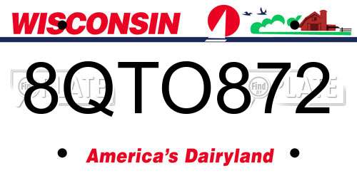 8QTO872 Wisconsin License Plate