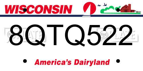 8QTQ522 Wisconsin License Plate