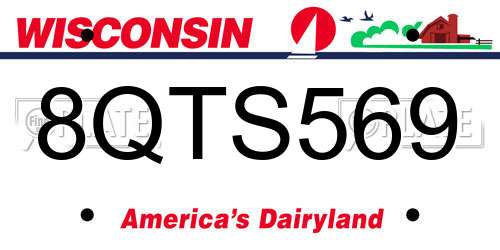 8QTS569 Wisconsin License Plate