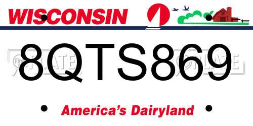 8QTS869 Wisconsin License Plate
