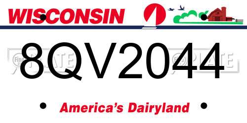 8QV2044 Wisconsin License Plate