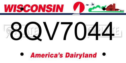 8QV7044 Wisconsin License Plate
