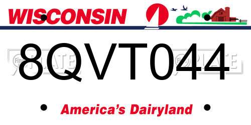 8QVT044 Wisconsin License Plate