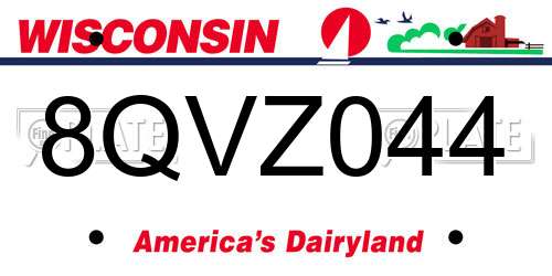 8QVZ044 Wisconsin License Plate