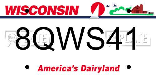 8QWS41 Wisconsin License Plate
