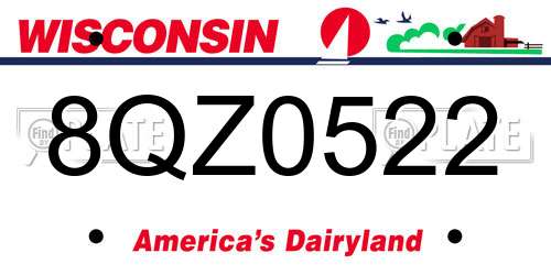 8QZ0522 Wisconsin License Plate