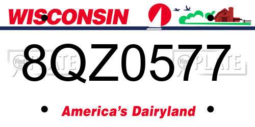 8QZ0577 Wisconsin License Plate