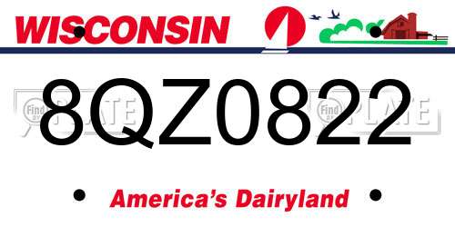8QZ0822 Wisconsin License Plate