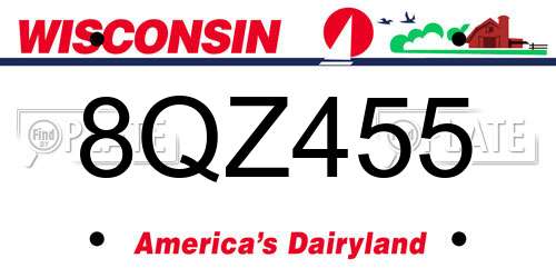 8QZ455 Wisconsin License Plate