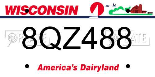 8QZ488 Wisconsin License Plate
