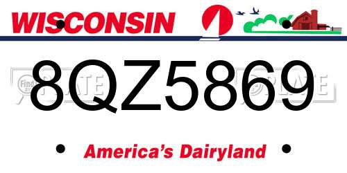 8QZ5869 Wisconsin License Plate