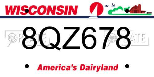 8QZ678 Wisconsin License Plate