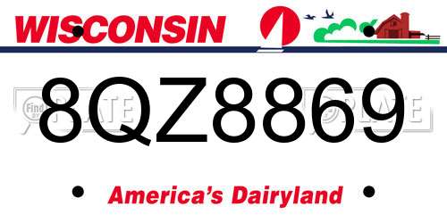 8QZ8869 Wisconsin License Plate