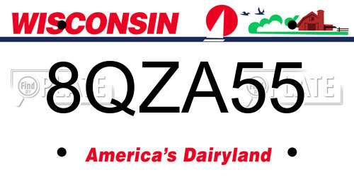 8QZA55 Wisconsin License Plate