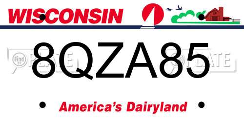 8QZA85 Wisconsin License Plate
