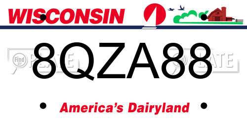 8QZA88 Wisconsin License Plate
