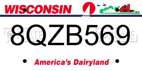 8QZB569 Wisconsin License Plate