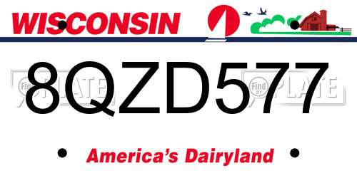 8QZD577 Wisconsin License Plate