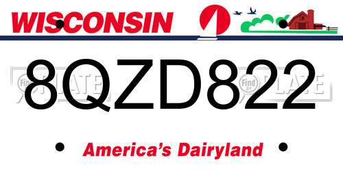 8QZD822 Wisconsin License Plate