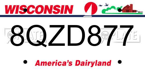 8QZD877 Wisconsin License Plate