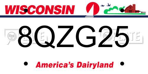8QZG25 Wisconsin License Plate