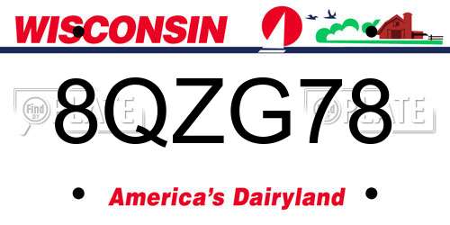 8QZG78 Wisconsin License Plate