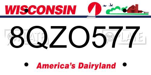 8QZO577 Wisconsin License Plate