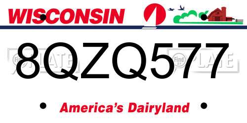 8QZQ577 Wisconsin License Plate