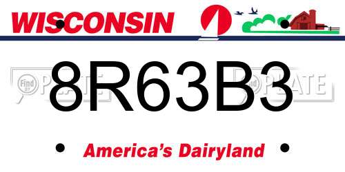8R63B3 Wisconsin License Plate