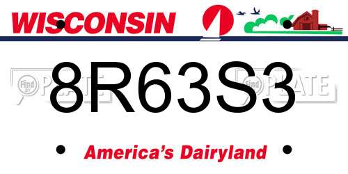 8R63S3 Wisconsin License Plate