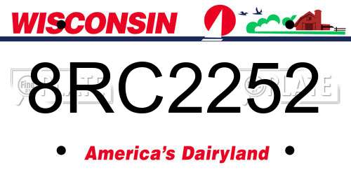 8RC2252 Wisconsin License Plate