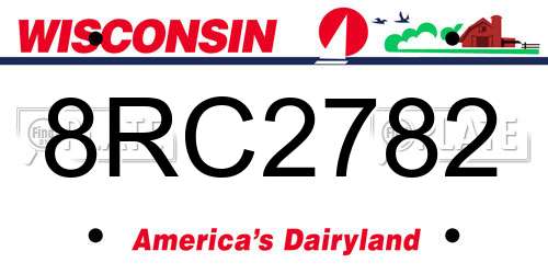 8RC2782 Wisconsin License Plate