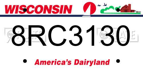 8RC3130 Wisconsin License Plate