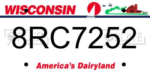 8RC7252 Wisconsin License Plate