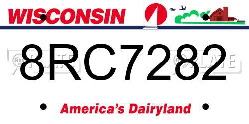8RC7282 Wisconsin License Plate
