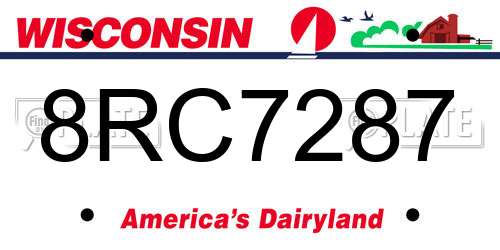 8RC7287 Wisconsin License Plate