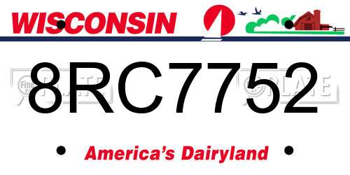 8RC7752 Wisconsin License Plate