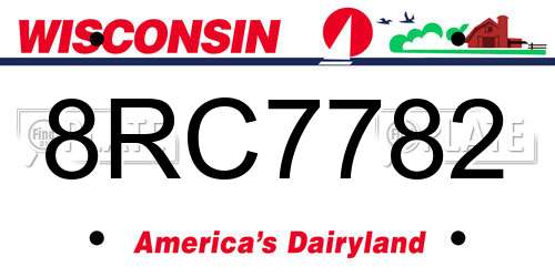 8RC7782 Wisconsin License Plate
