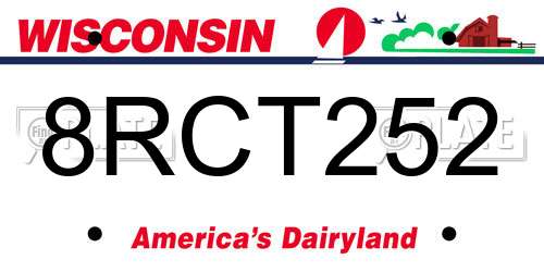 8RCT252 Wisconsin License Plate