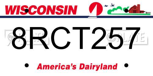 8RCT257 Wisconsin License Plate