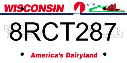 8RCT287 Wisconsin License Plate