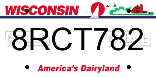 8RCT782 Wisconsin License Plate