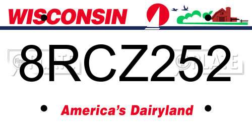 8RCZ252 Wisconsin License Plate