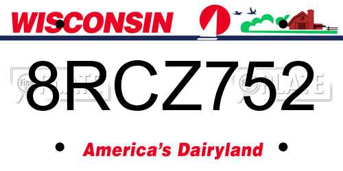 8RCZ752 Wisconsin License Plate