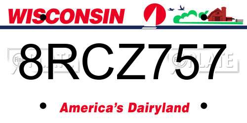 8RCZ757 Wisconsin License Plate