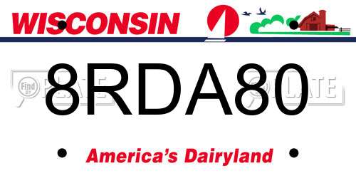 8RDA80 Wisconsin License Plate